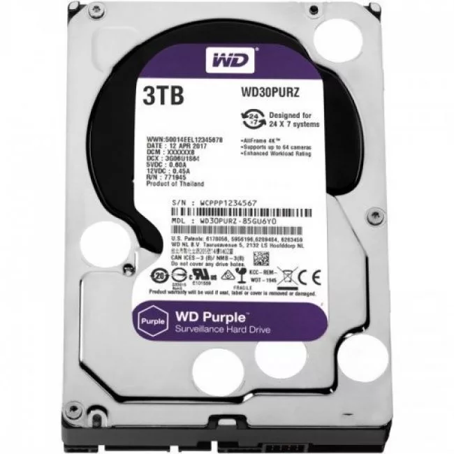 Hikvision HDD 3TB 64MB Western Digital WD30PURZ