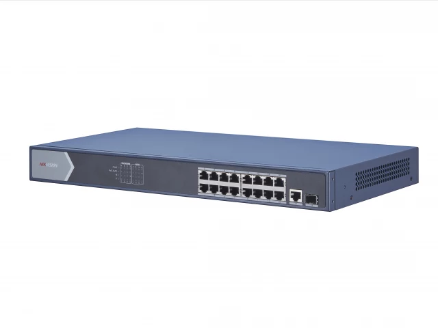 Hikvision DS-3E0518P-E unmanaged POE+ switch - 16 GE + 1 combo SFP ports Long range 300m 230W POE budget