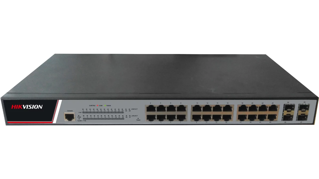 HIKVISION DS-3E2528P L2 managed POE+ switch 24 ports + 4 Uplink gigabit SFP ports. POE budget 380W