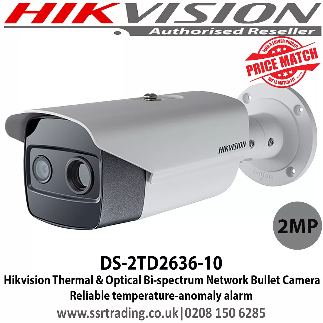Hikvision DS-2TD2636-10 Thermal & Optical Bi-spectrum Network Bullet (silindrik) kamera