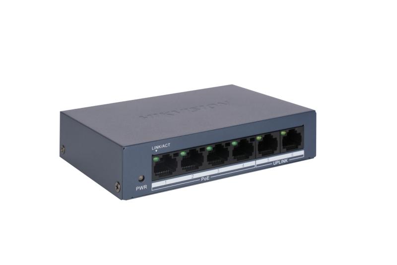Hikvision DS-3E0106MP-E/M 4 Port Fast Ethernet Unmanaged POE kommutator
