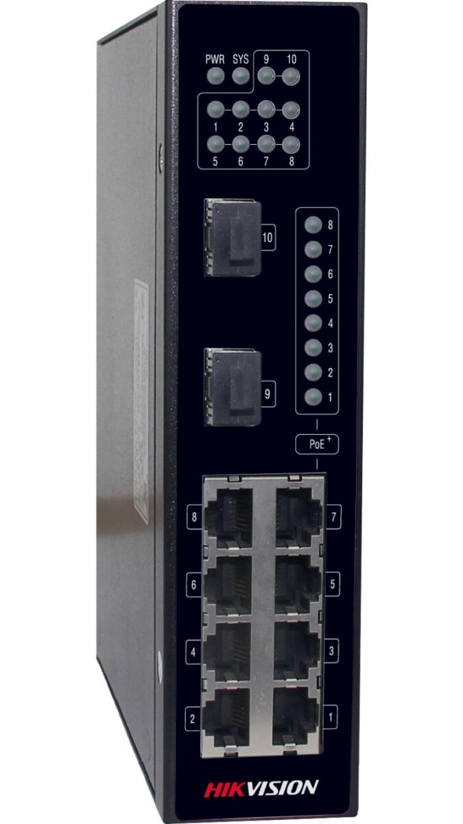 Hikvision DS-3T0310P 8 Port Fast Ethernet Unmanaged Industrial POE kommutator